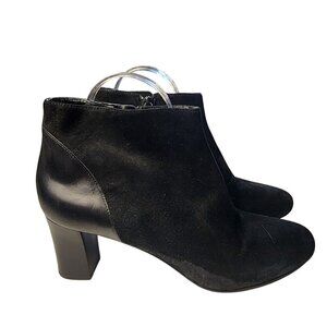 Cole Haan Genuine Suede & Leather Zip Ankle Boots Black Size 9